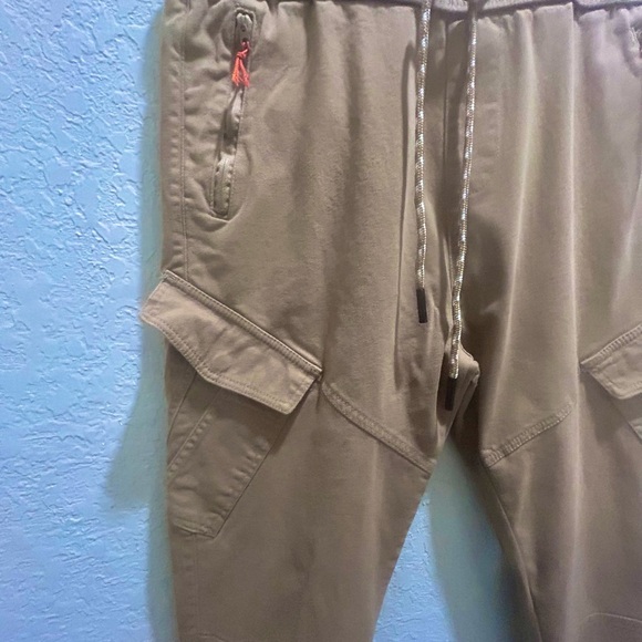 Across The Pond Mens Pants Khaki Large Jogger Drawstring Elastic Waist Cotton - Picture 4 of 6